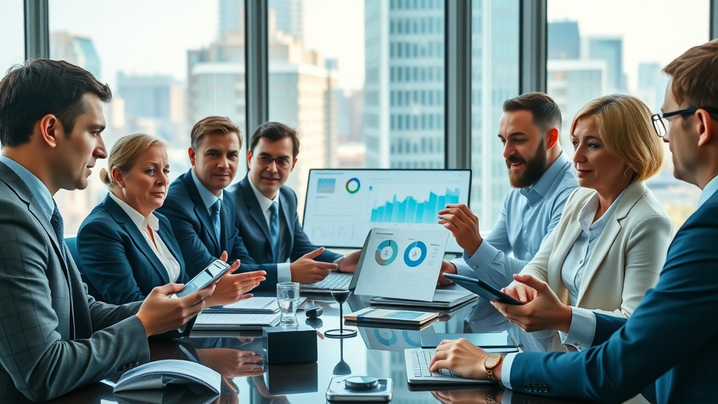 policy pulse in modern policy briefing with diverse policymakers discussing digital dashboards during public policy analysis