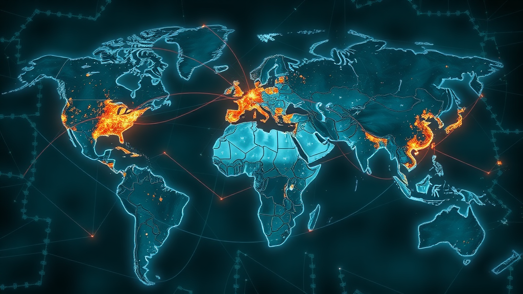 Futuristic global mineral trade map; mineral tariff changes and shifting trade routes