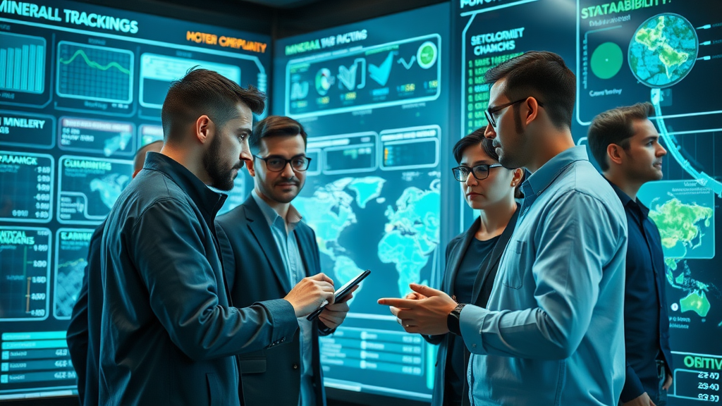 tech team analyzing digital traceability software for global mineral trade compliance