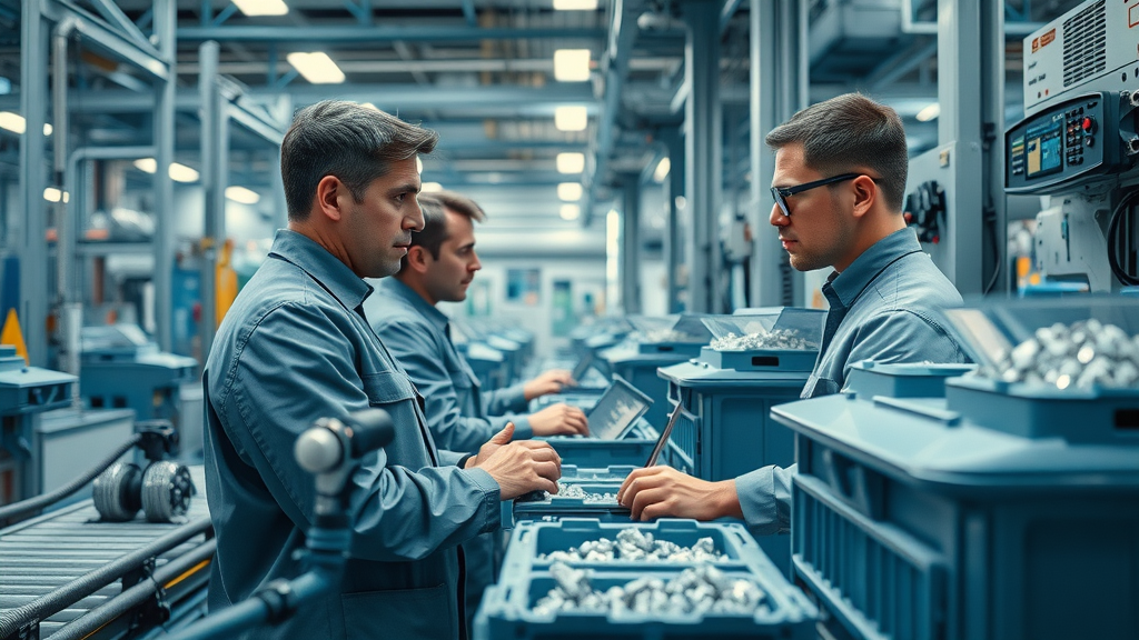 Engineers in an innovative facility overseeing automated machines processing rare earth minerals | processed critical minerals, supply chain, critical minerals tariff