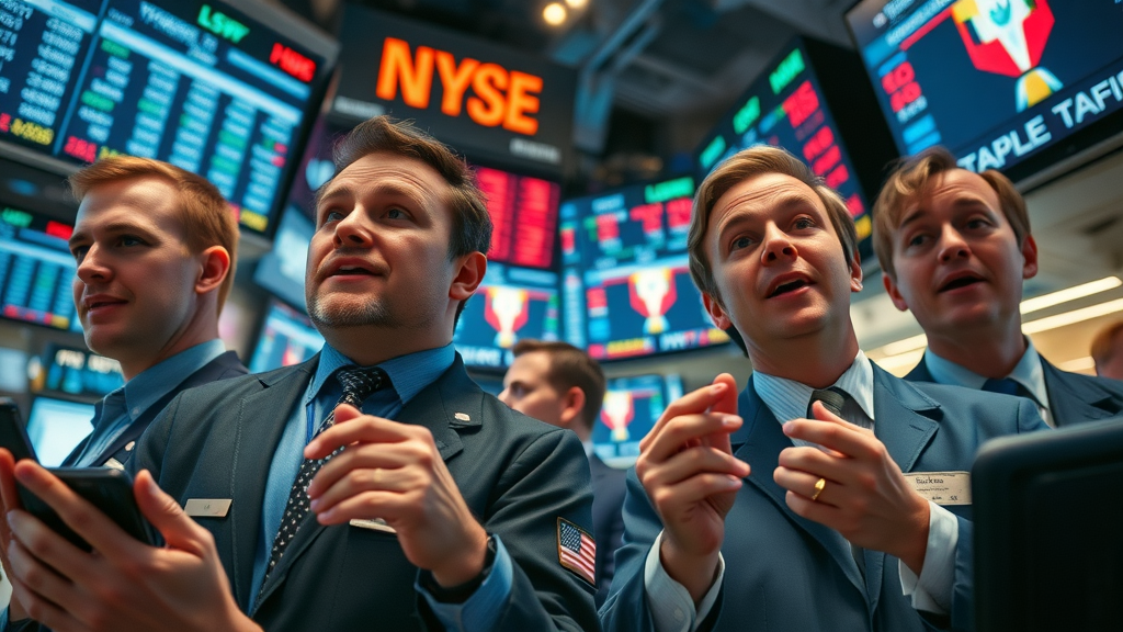 Global stock market traders rapidly trading amid global trade war tariff news