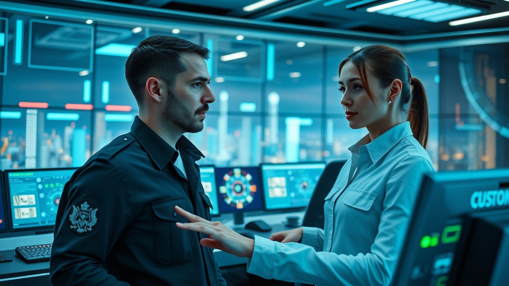 digital transformation customs brokerage blockchain AI customs professionals futuristic control room customs clearance