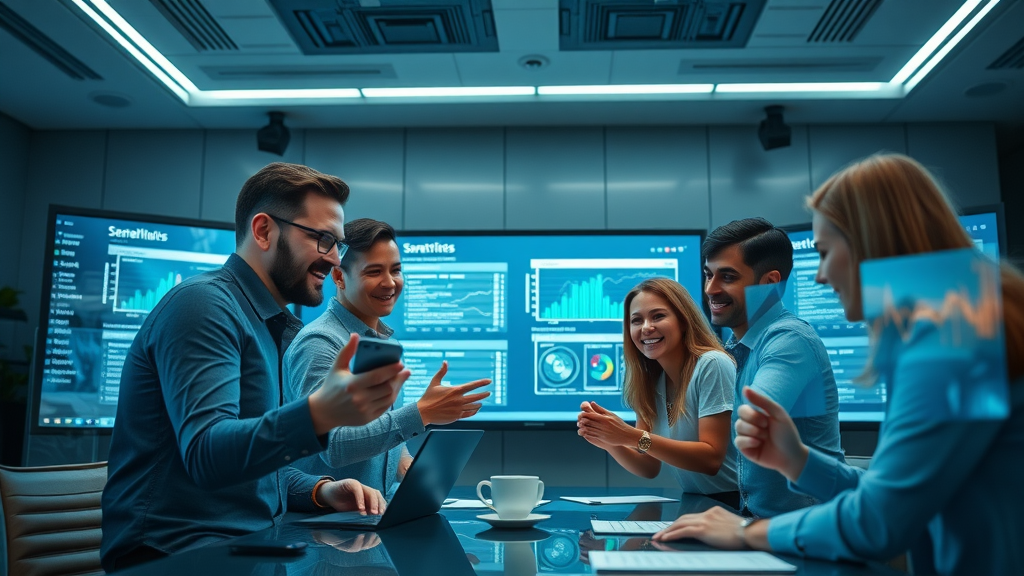 visionary marketing team discussing AI in us tariffs impact and SEO analytics