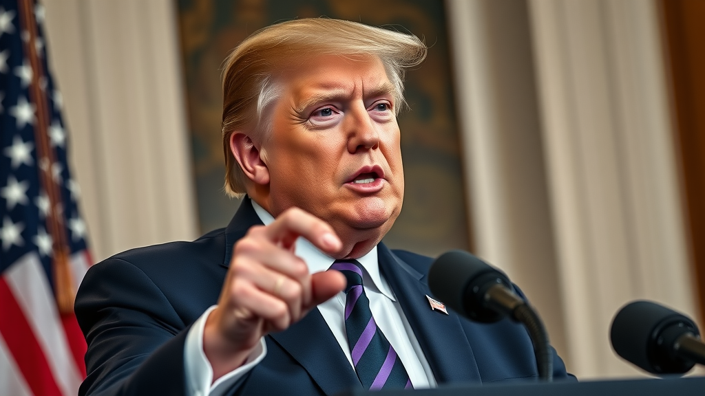 President Trump delivering speech on tariffs on Chinese goods trade war