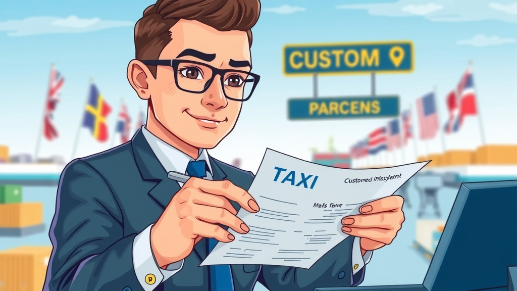 trade tariffs being applied at customs checkpoint with taxation process