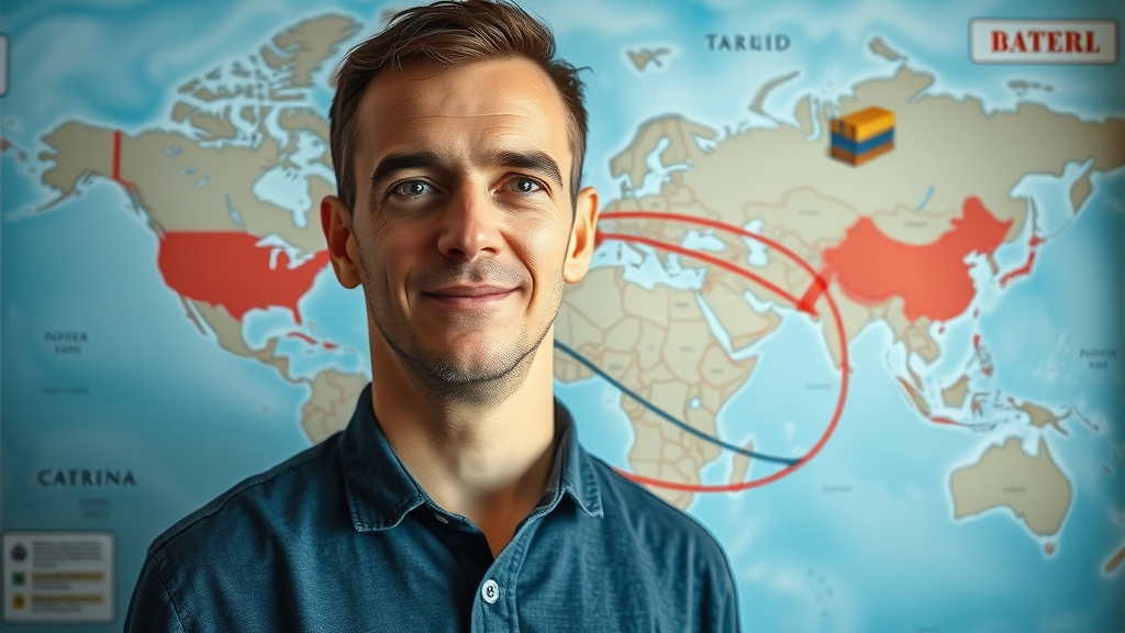World trade map showing tariff-affected import and export routes, highlighting the impact of tariffs on import goods