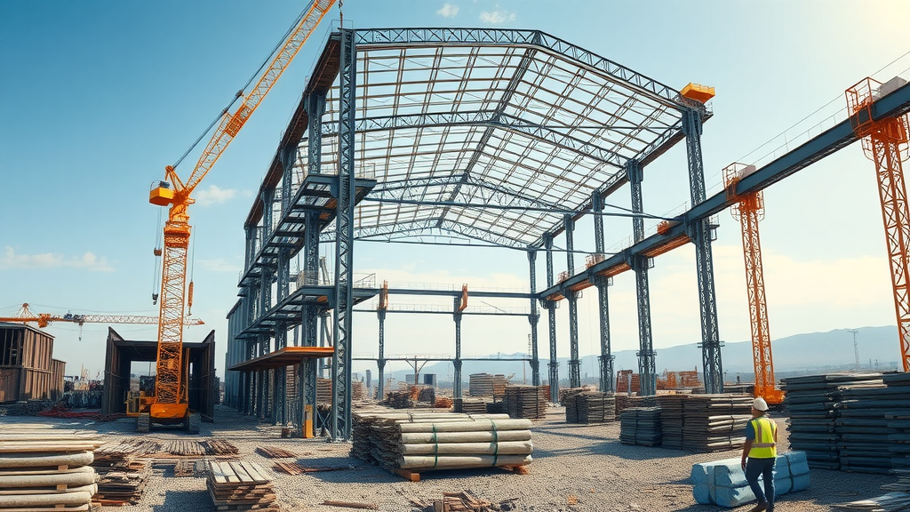 Steel framing solutions in action at active industrial warehouse construction site