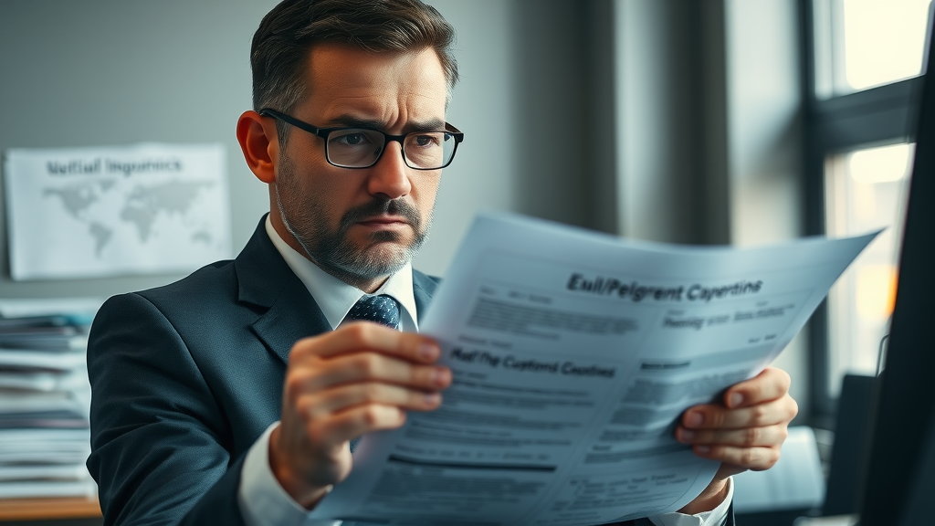 import duties us, businessperson realizing customs penalty while reviewing documents