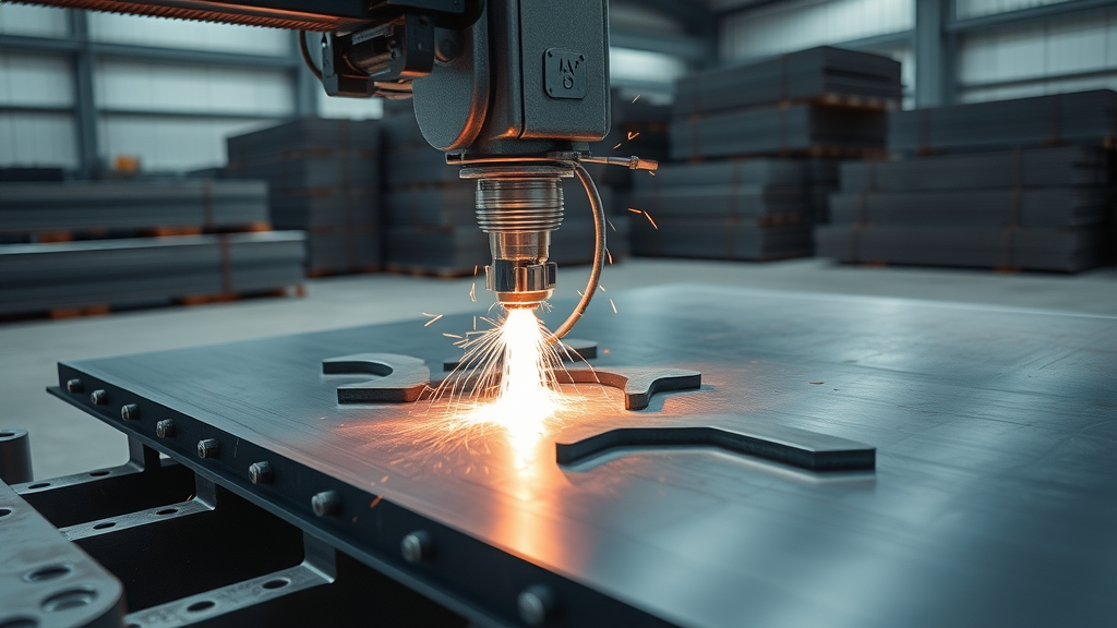 CNC plasma cutting machine performing steel plate burning with precision
