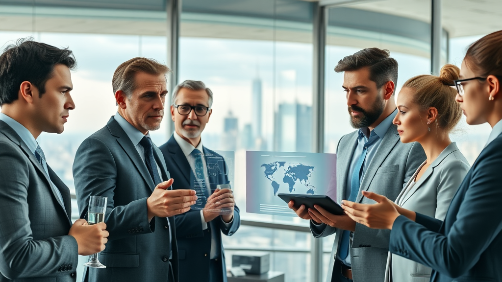 global policy pulse advisors monitoring regulatory changes on digital screens in world office