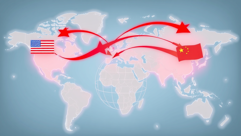 Retaliatory tariffs and global trading partner impact, supply chain disruption map.