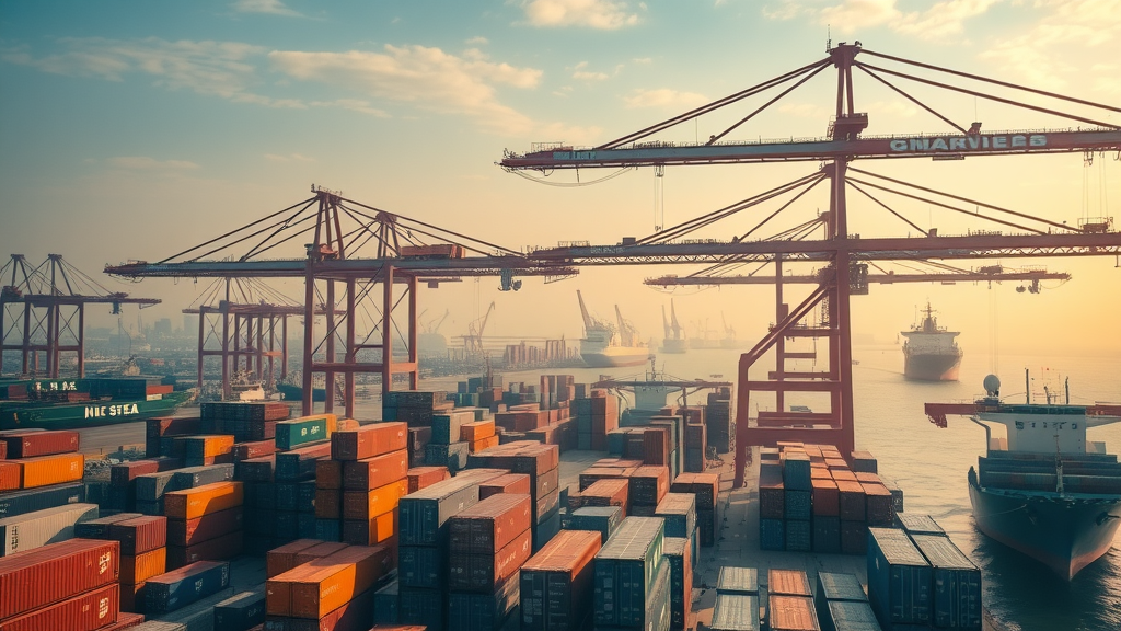 Port workers in a developing country symbolizing economic effects of tariffs on export-dependent economies.