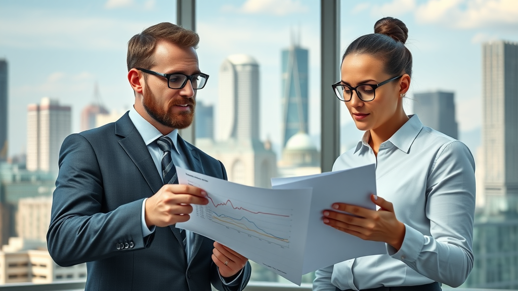 modern business leaders analyzing global trade trends and international charts