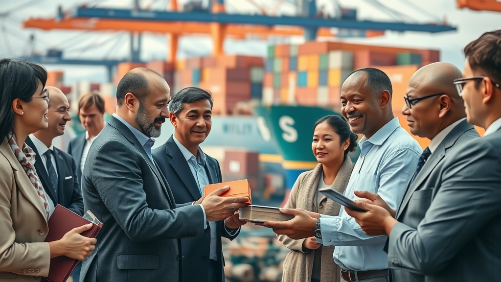 trade tariffs and price levels in a global marketplace with business negotiations and cargo ships