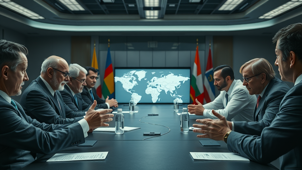 World leaders negotiating critical minerals trade, highlighting geopolitical risks in supply chain