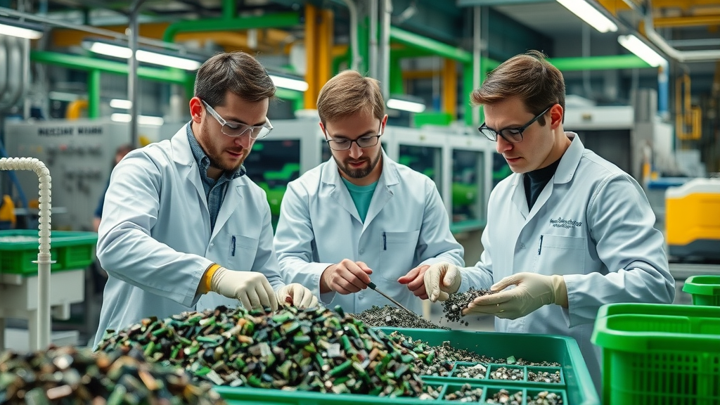 Team sorting recycled rare earth elements in innovative facility