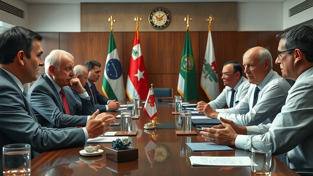 Government experts engaged in critical mineral tariff policy discussion around a conference table, critical mineral supply, national security