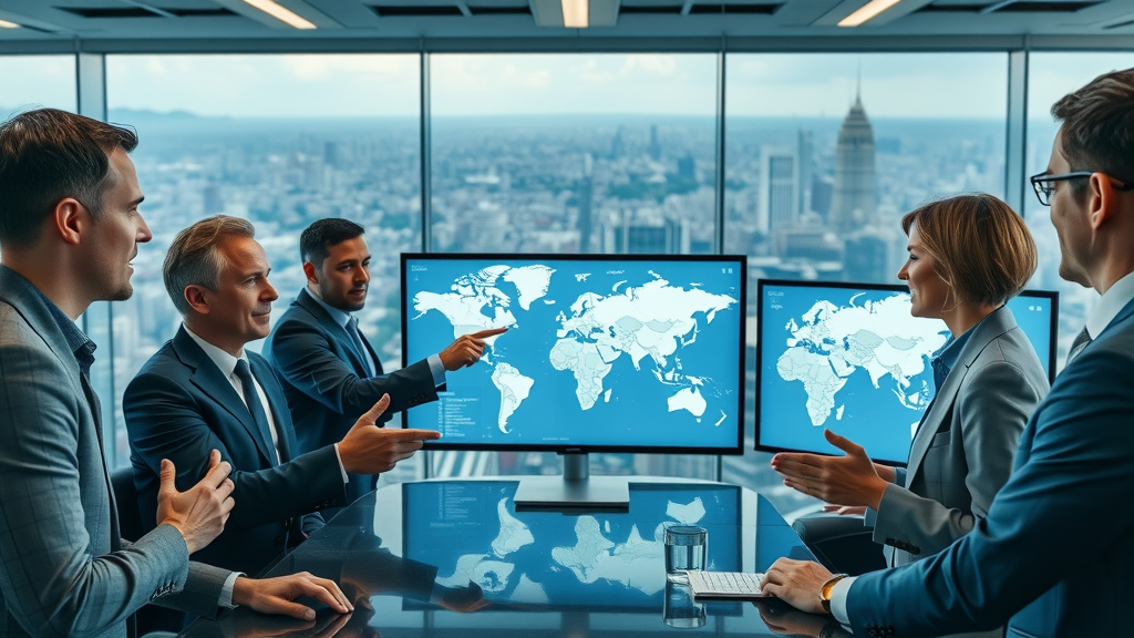 Executive team discussing supply chain shifts after US tariffs on products
