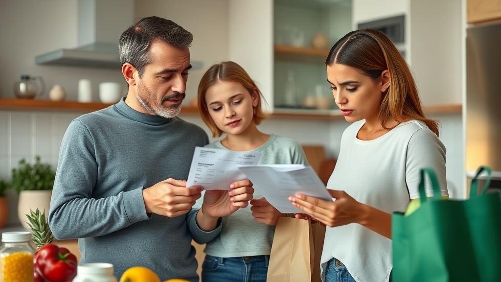American family concerned about tariffs on chinese goods and comparing product prices