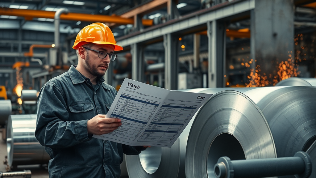 industrial workers reviewing steel and aluminum price impact sheets after tariff increase