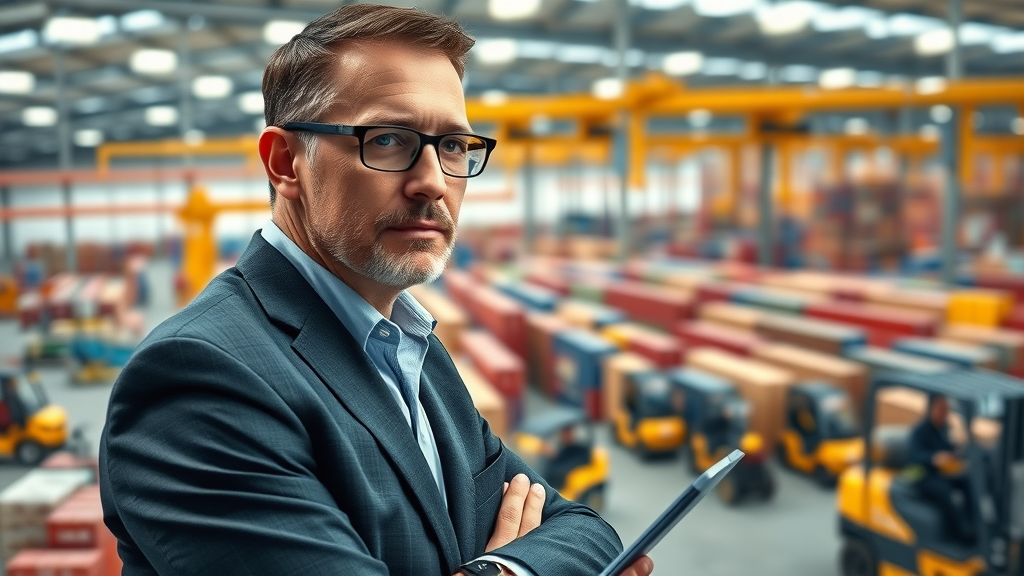 American business leader overseeing dynamic global supply chain logistics