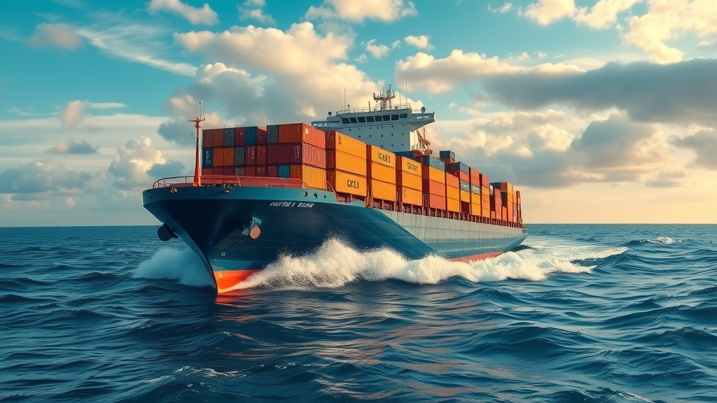 expansive container ship navigating ocean waters representing global trade