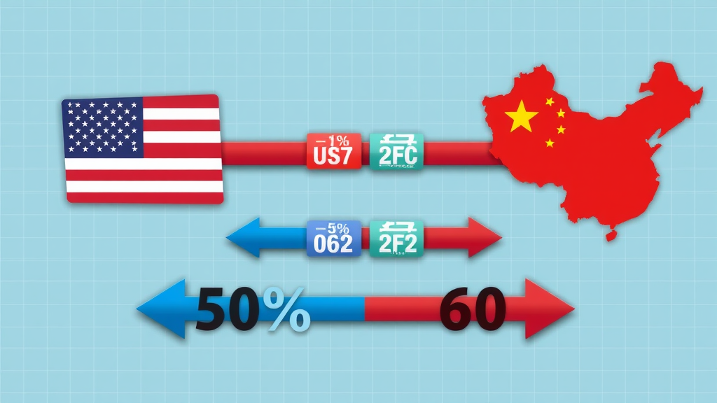 infographic showing layered tariff rates and reciprocal tariffs between US and China