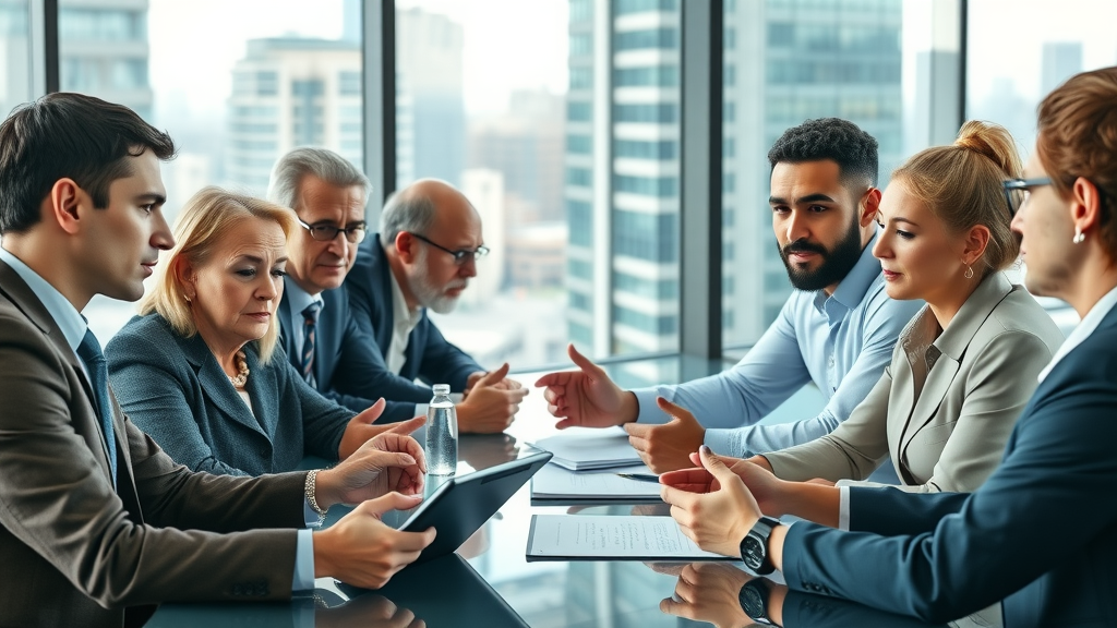 regulatory roundup business executives discussing regulatory policies in corporate boardroom