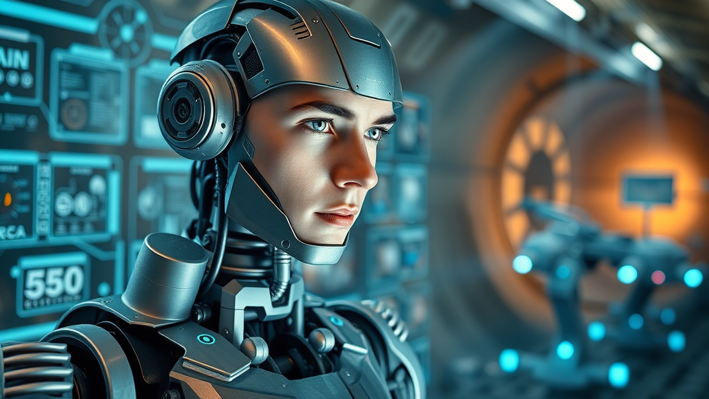 AI-driven mining robots and digital interfaces in automated mineral extraction tunnels