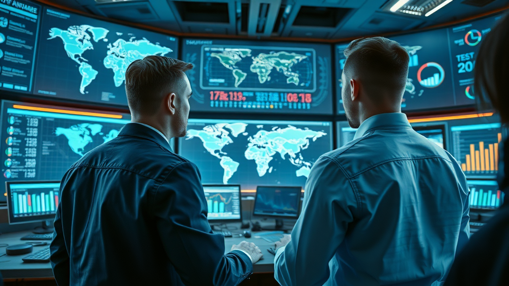 policy pulse analysts tracking global public policy metrics in advanced digital monitoring center