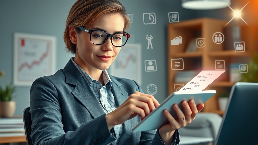 compliance manager reviewing regulatory roundup checklist on digital tablet