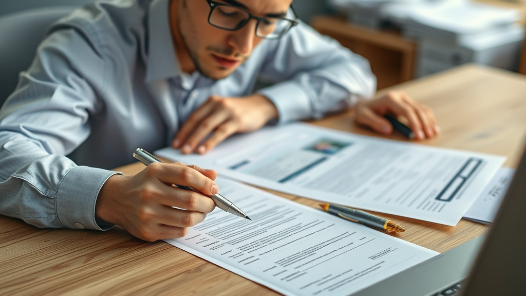 Detail-oriented applicant completing custom broker license 2025 application forms with proper documentation.