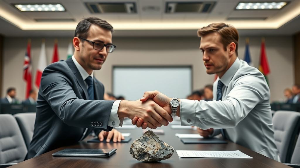 international trade negotiators sealing a strategic mineral contract