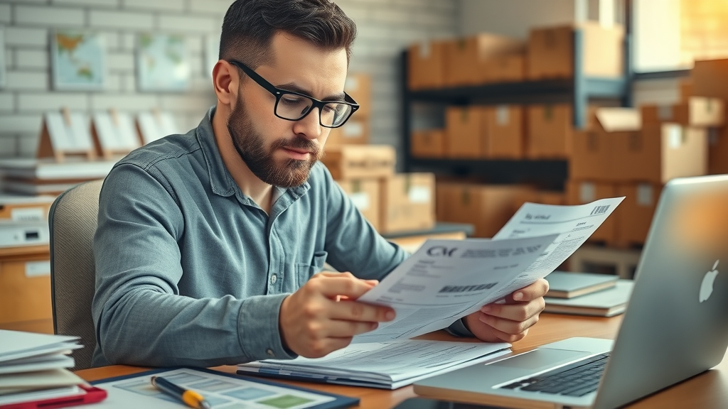 business professional preparing customs documentation for customs and border protection compliance