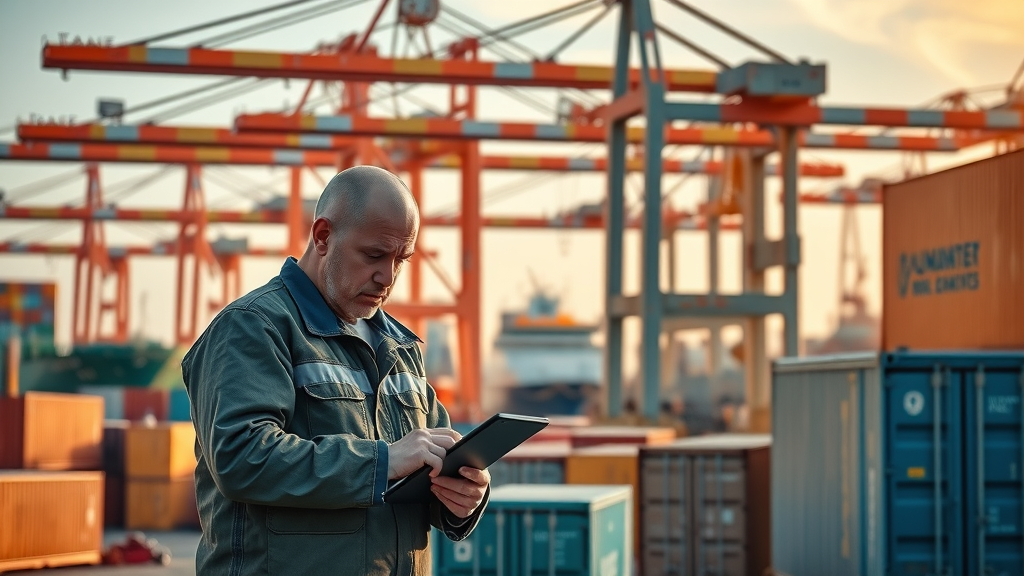 import duties us, modern cargo port with US customs officers inspecting containers
