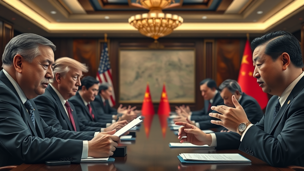 U.S. and Chinese leaders negotiating over minerals, tense political setting | rare earth, national security, critical minerals tariff