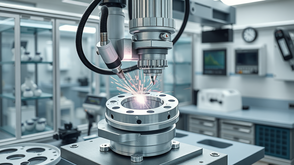 5-axis precision laser cutting and welding creating complex medical device parts.