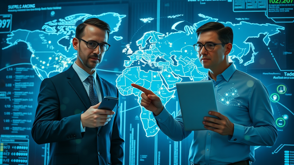 mineral import taxes and global supply chain map with business execs analyzing routes