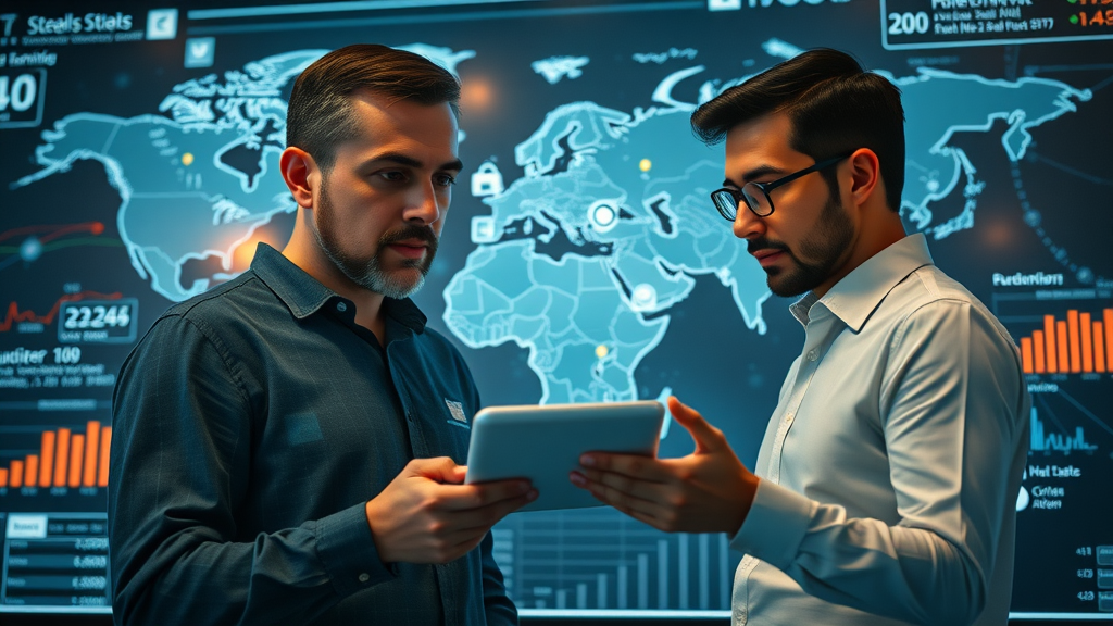 comprehensive world economic map financial analyst team collaborating studying trends global market analysis