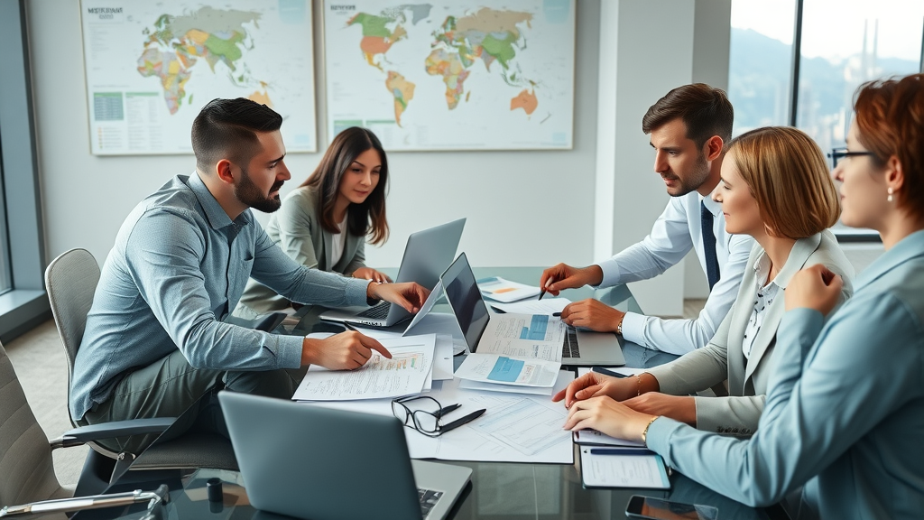 import export documentation business team collaborating on export shipping paperwork