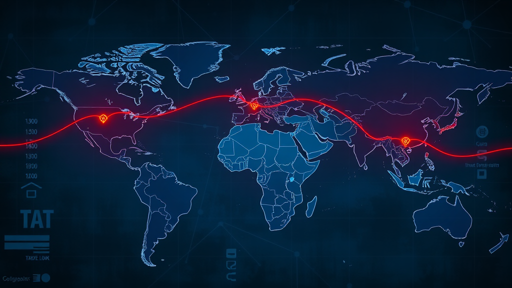 International trade tariffs global trade routes impact photorealistic world map