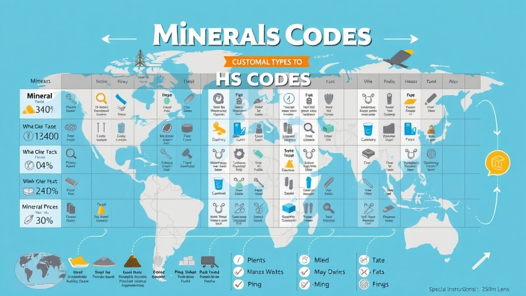 infographic mapping mineral types to corresponding HS codes in mineral tariff classification
