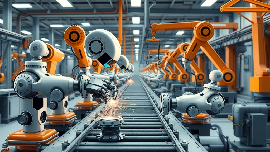 Industrial robots welding dissimilar metals like aluminum and copper via laser welding applications on a high-tech production line