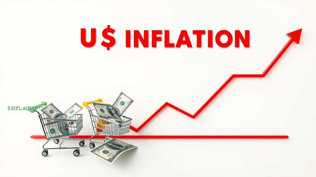 US inflation chart with shopping cart and currency icons showing impact of tariffs on chinese goods