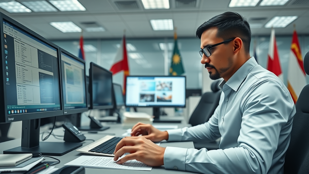 customs broker responsibilities filling out electronic manifests in a modern organized customs office