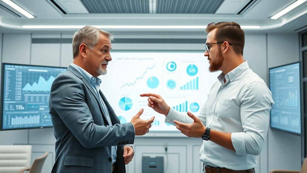 ambitious customs brokers collaborating technology partner growth market opportunities interactive whiteboard meeting