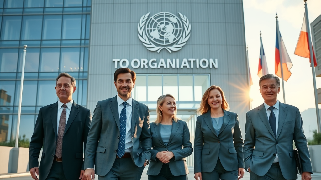 World Trade Organization HQ in Geneva with international delegates, main keyword: world trade organization