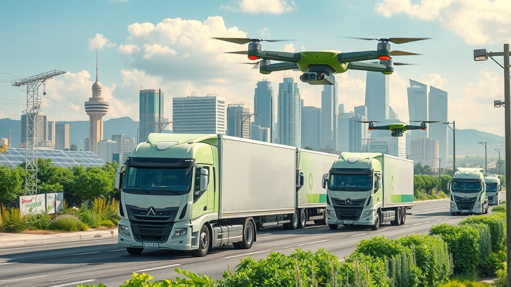Future global supply chain with sustainability and automation.