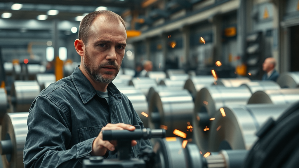 Steel and aluminum tariffs workers managing heavy machinery