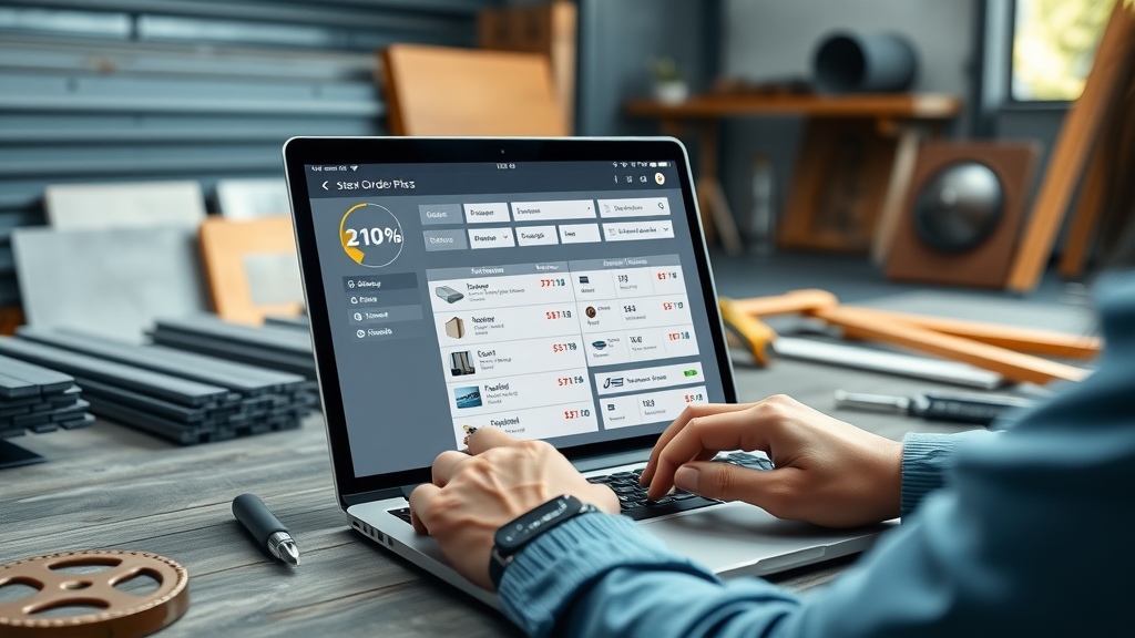 User ordering steel online with intuitive metal ordering platform interface